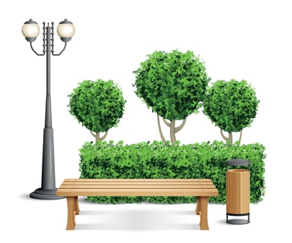 Realistic Park Bench Composition vector