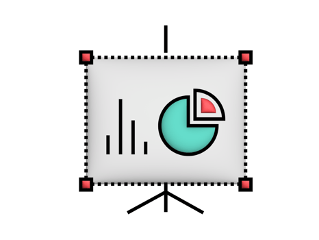 a white board with a pie chart on transparent background png