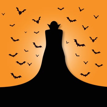 Halloween night background with bat and full moon vector
