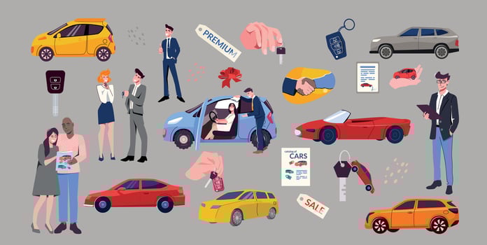 Car Dealer Flat Set vector