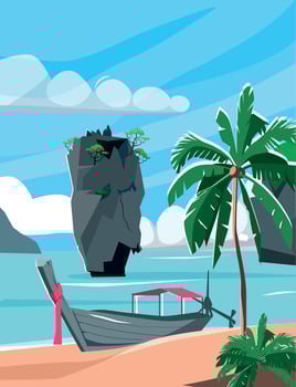 Thailand Tourism Flat Illustration vector