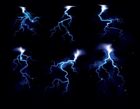 Flash Of Lightning Realistic Set vector