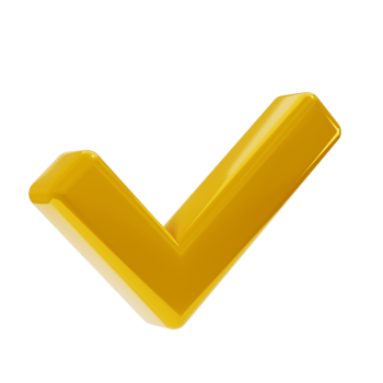 3d golden icon of check mark illustration. gold tick in isometric view. Element with isolated transparent png