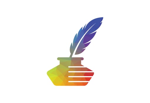 Low Poly and Fountain writing pen logo design, Vector design concept