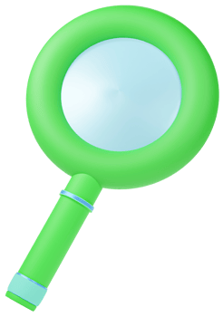 3d illustration of pastel green magnifying glass icon png