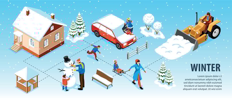 Winter City Isometric Infographics vector