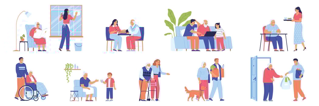 Elderly People Help Set vector