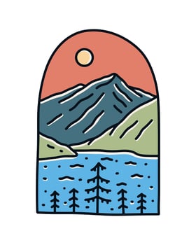 Diablo lake North Cascades National Park vector t shirt sticker badge illustration
