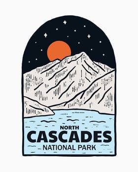 Diablo lake North Cascades National Park vector t shirt sticker badge illustration