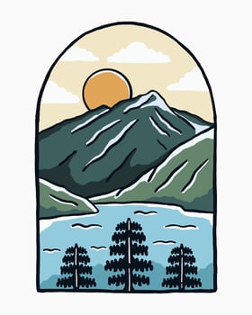 Diablo lake North Cascades National Park vector t shirt sticker badge illustration