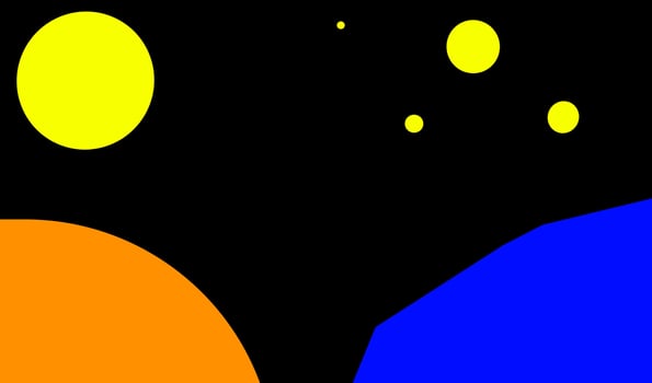 a black background with yellow and blue circles vector