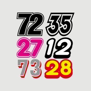 numbers sport for print and cutting sticker.  selected number for car or  motor sport vector