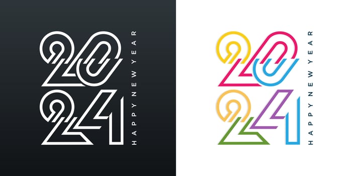 2024 Happy New Year logo text design. 2024 number design template. Vector illustration.