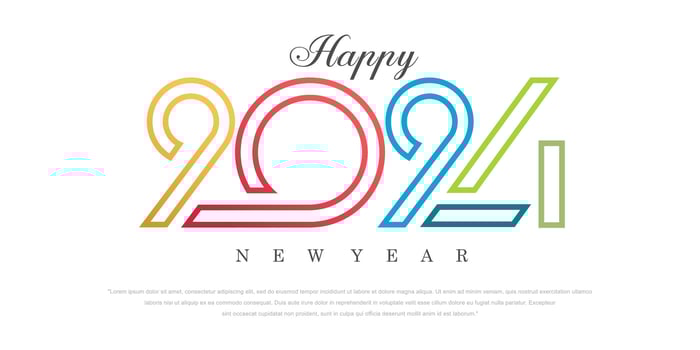 2024 Happy New Year logo text design. 2024 number design template. Vector illustration.
