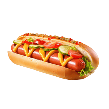 Hot dog with mustard and ketchup, created with png