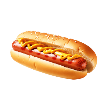 Hot dog with mustard and ketchup, created with png