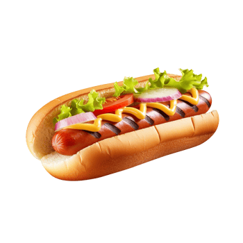 Hot dog with mustard and ketchup, created with png