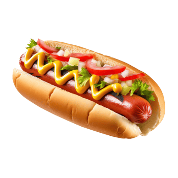Hot dog with mustard and ketchup, created with png