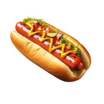 Hot dog with mustard and ketchup, created with png