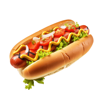 Hot dog with mustard and ketchup, created with png