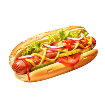 Hot dog with mustard and ketchup, created with png