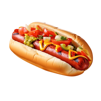 Hot dog with mustard and ketchup, created with png
