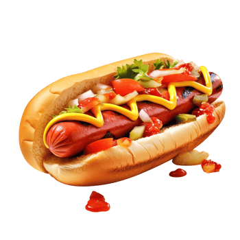Hot dog with mustard and ketchup, created with png