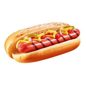 Hot dog with mustard and ketchup, created with png