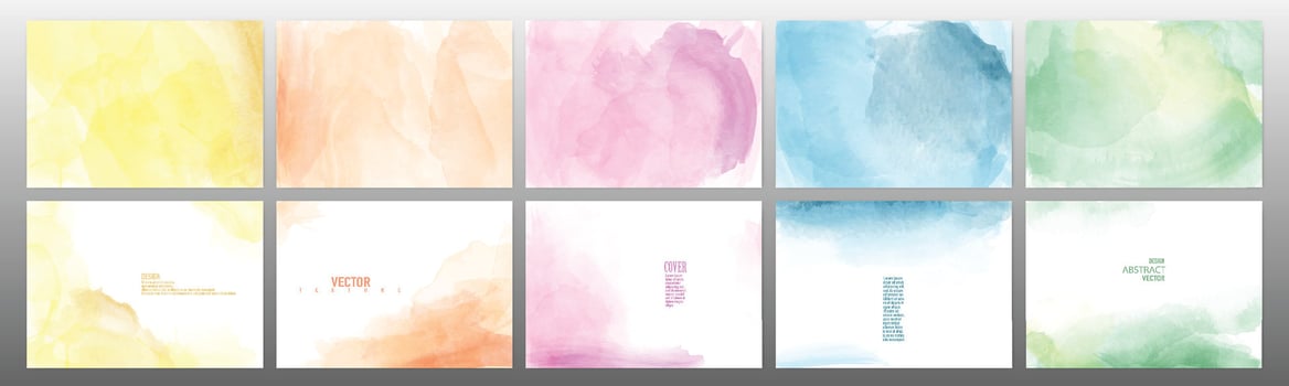 Set of pastel color watercolor background vector