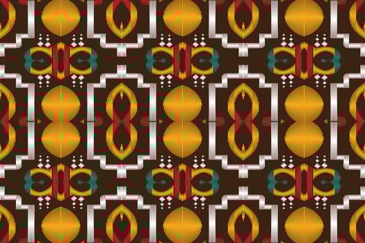 Ikat Damask Paisley Embroidery Background. Ikat Frame Geometric Ethnic Oriental Pattern traditional.aztec Style Abstract Vector illustration.design for Texture,fabric,clothing,wrapping,sarong.