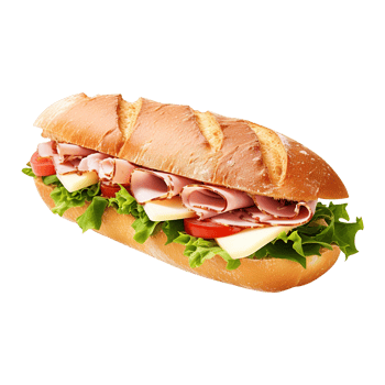 Sandwich with ham and vegetables, created with png