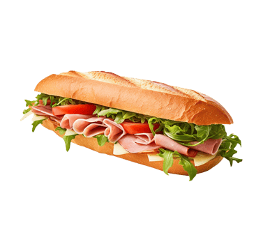 Sandwich with ham and vegetables, created with png