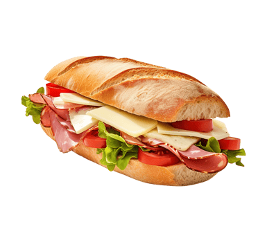Sandwich with ham and vegetables, created with png