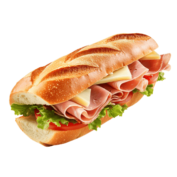 Sandwich with ham and vegetables, created with png