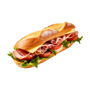 Sandwich with ham and vegetables, created with png