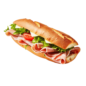 Sandwich with ham and vegetables, created with png