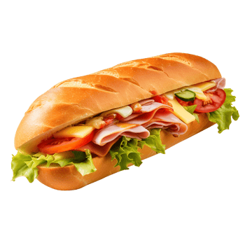 Sandwich with ham and vegetables, created with png
