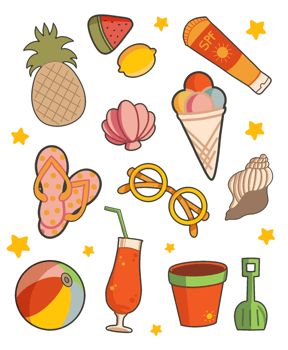 Summer clipart illustration pack png