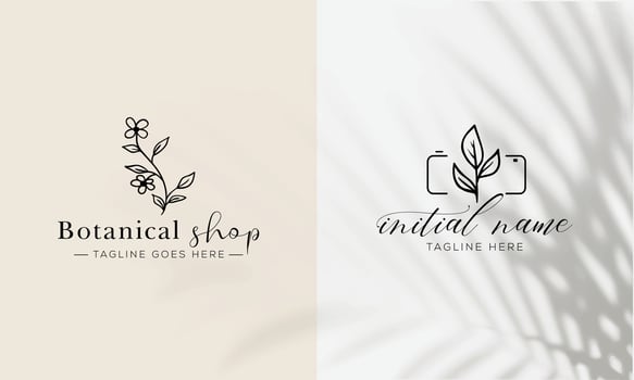 Floral Element Hand Drawn Botanical Logo With Wild Flower vector