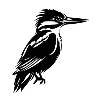 Kingfisher bird silhouette, Kingfisher bird mascot logo, Kingfisher bird Black and White Animal Symbol Design, Bird icon. vector