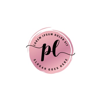PL Initial Letter handwriting logo with circle brush template vector