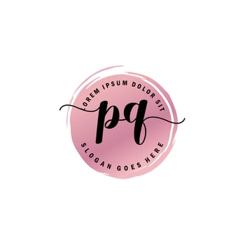 PQ Initial Letter handwriting logo with circle brush template vector