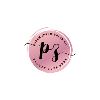 PZ Initial Letter handwriting logo with circle brush template vector