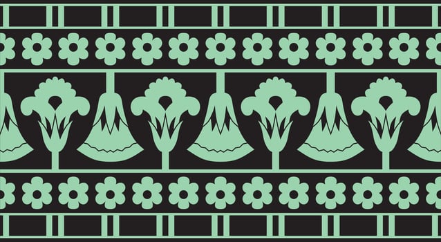 Vector green seamless ornament of ancient Egypt. endless Border, frame in the pyramids