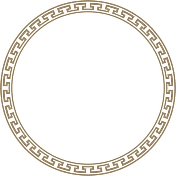 Vector gold round Chinese ornament. Circle border, east asian frame. Korea pattern, Taiwan, Hong Kong