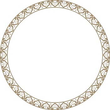 Vector gold colored frame, border, chinese ornament. Patterned circle, ring of the peoples of East Asia, Korea, Malaysia, Japan, Singapore, Thailand