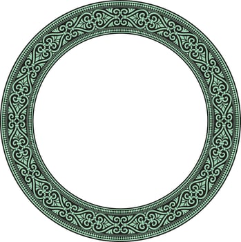 Vector green with black round ornament ring of ancient Greece. Classic pattern frame border Roman Empire