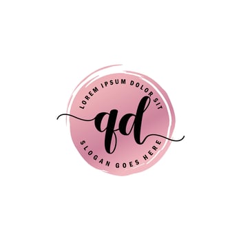 QD Initial Letter handwriting logo with circle brush template vector