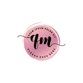 QM Initial Letter handwriting logo with circle brush template vector