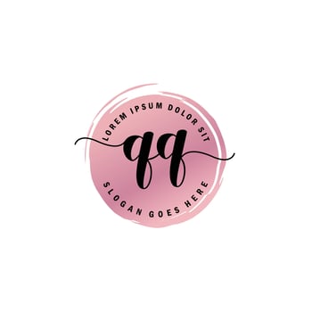 QQ Initial Letter handwriting logo with circle brush template vector